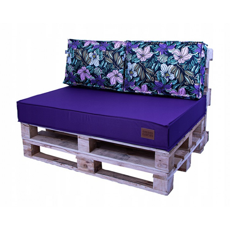 Paletové sedenie Golden Garden GG31 podsedák a vankúš 120cm x 80cm x 15cm Modrá s kvietkami